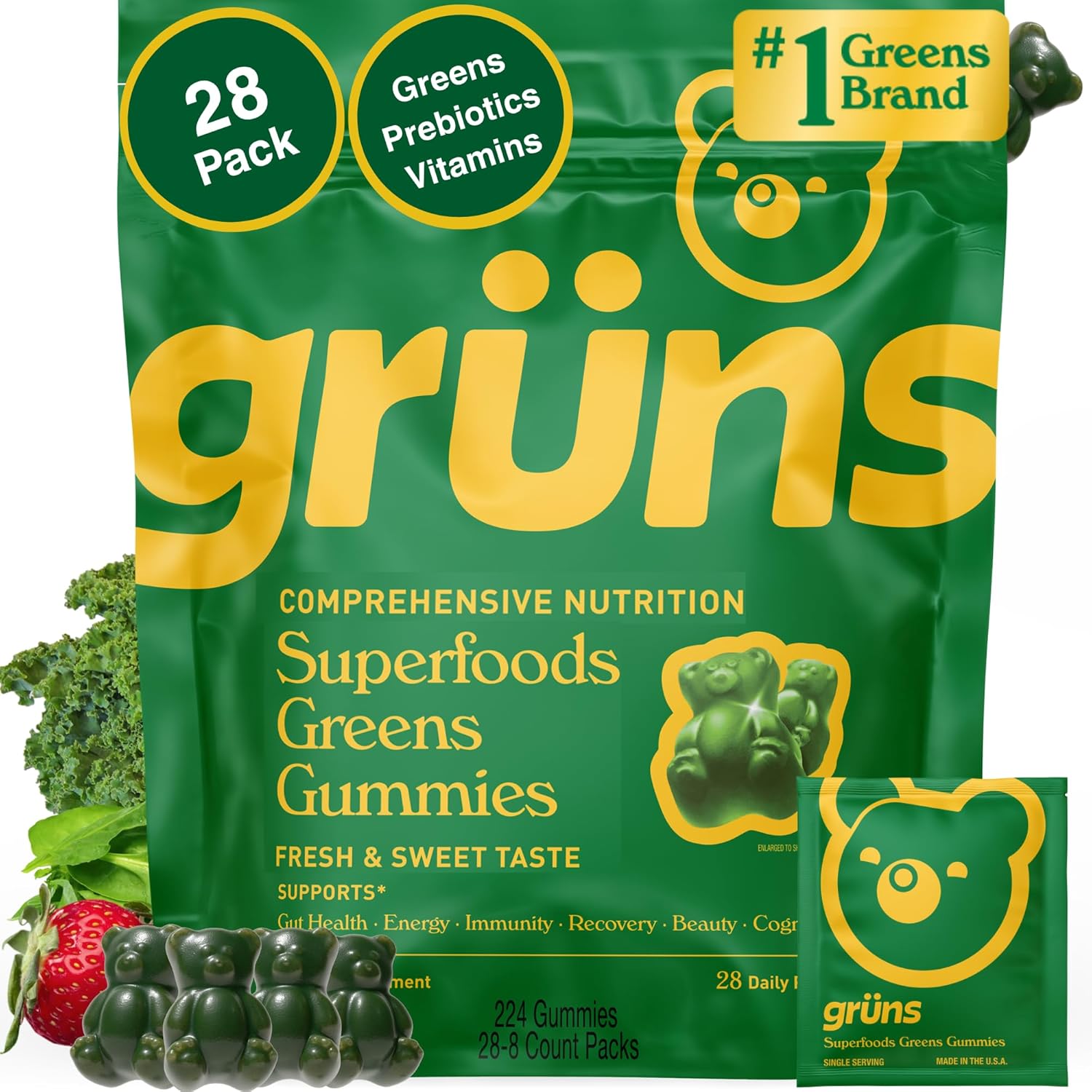 Gruns Adults Super Greens Multivitamin Gummies