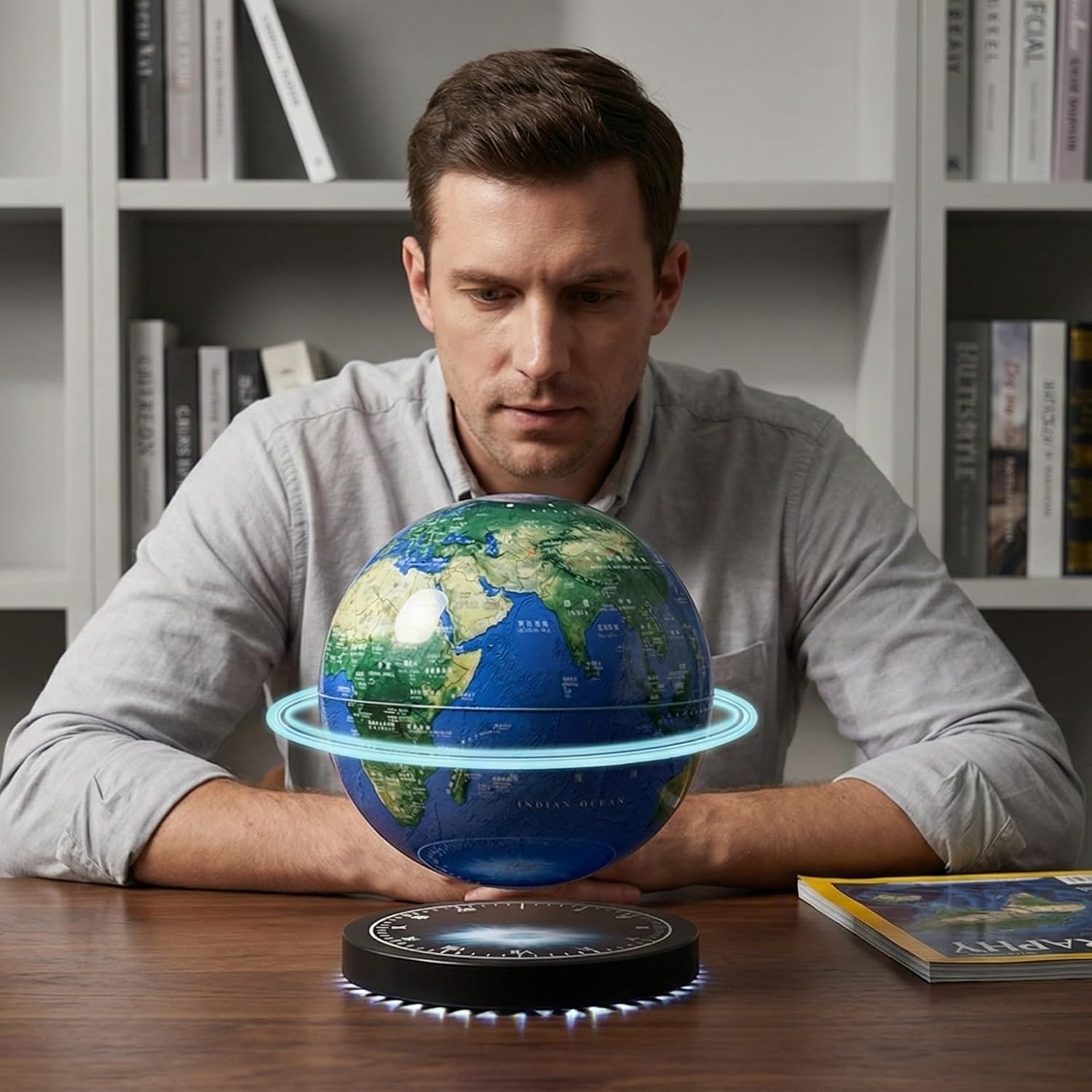 Magnetic Levitating World Globe with LED Clock