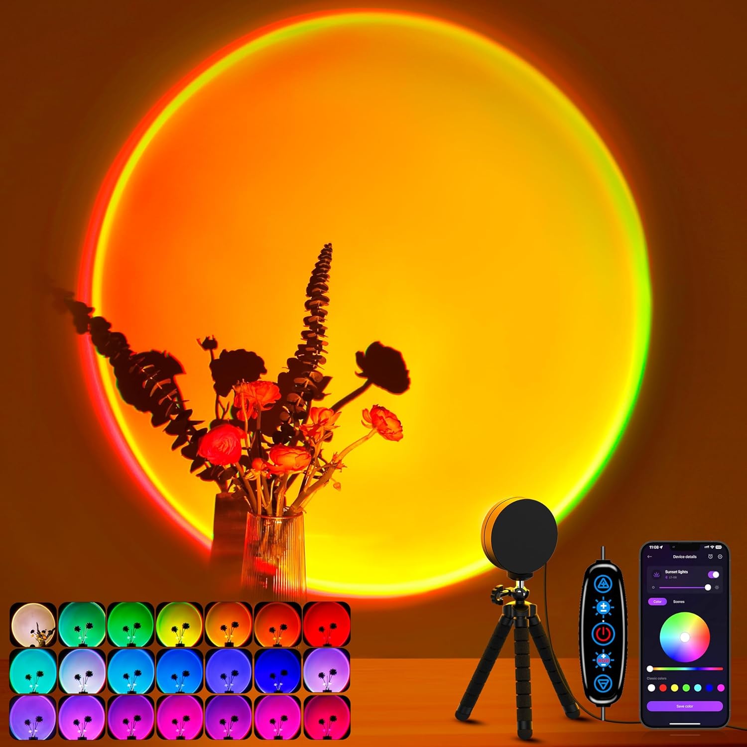 XEBKOR Sunset Lamp Projector Multicolor Changing LED Projection Lamp